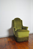 Danish Art Deco Chair in Green Velvet, early 1900s