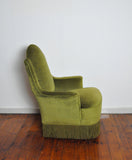 Danish Art Deco Chair in Green Velvet, early 1900s