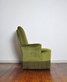 Danish Art Deco Chair in Green Velvet, early 1900s