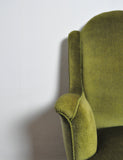 Danish Art Deco Chair in Green Velvet, early 1900s