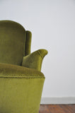 Danish Art Deco Chair in Green Velvet, early 1900s