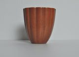 Crackle glaze porcelain vase, orange-brown on grey with gilded banding, Denmark 1930s