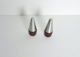 Danish Modern  Pair of Rosewood and Stainless Steel Salt and Pepper Shakers