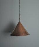 Cone shaped handmade copper pendant from Denmark, 1970s