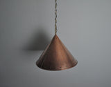 Cone shaped handmade copper pendant from Denmark, 1970s