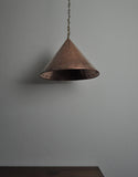 Cone shaped handmade copper pendant from Denmark, 1970s