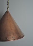 Cone shaped handmade copper pendant from Denmark, 1970s