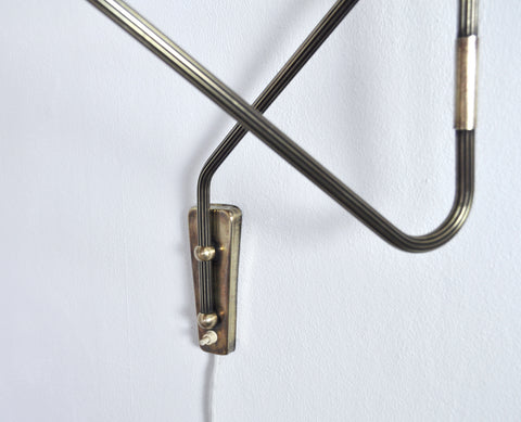 Danish Swing Arm Brass Wall Lamp, 1950s – Studio Njord