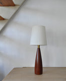Danish turned teak table lamp