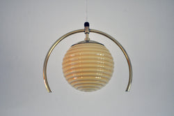 Art Deco brass and milk glass pendant