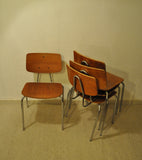 Danish dining chairs. Teak and chromed steel